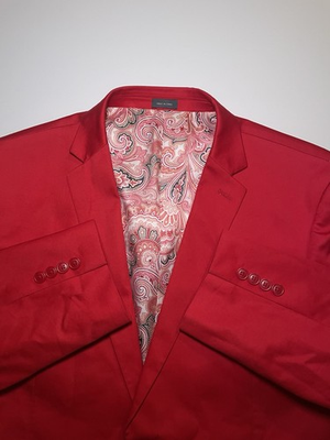 #ad #ad Madison Modern Fit Blazer Sport Coat Jacket Men 44S Red Cotton Paisley Lined $59.99
