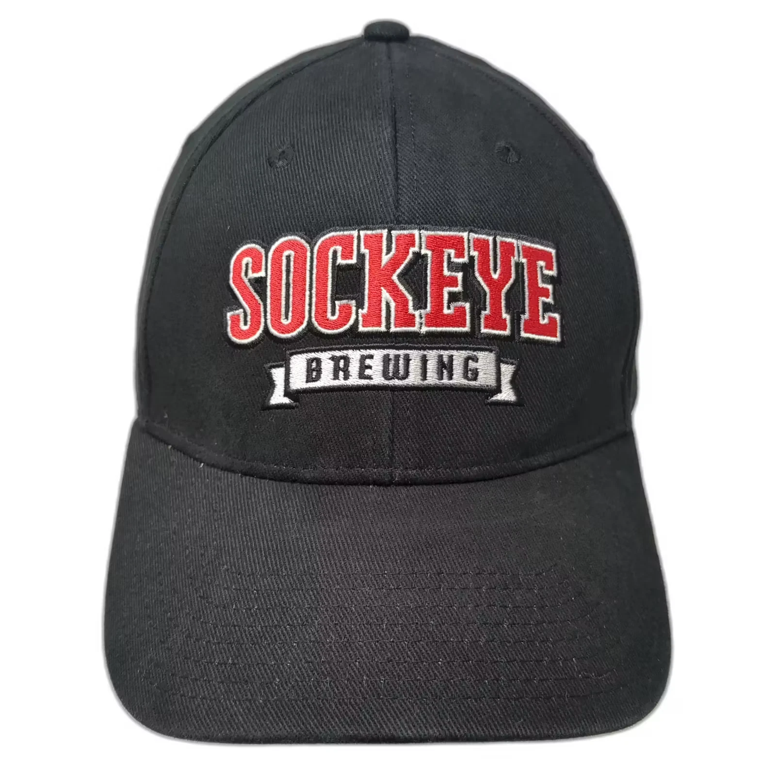 Outdoor Cap Baseball Cap Black Red XL Sockeye Brewing Embroidered Fitted Hat