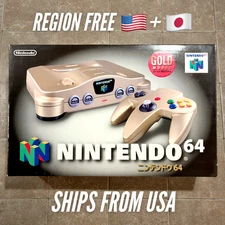 GOLD Nintendo 64 CIB N64 Console Complete In Box REGION FREE NTSC USA/JPN TESTED