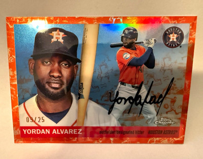 2025 Topps Chrome Yordan Alvarez Orange Toile Refractor  #14 /25 Astros SSP