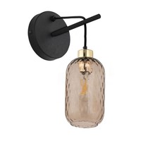 Wandleuchte Stahl Glas Schwarz Gold Bernstein E27 Stilvoll B:14 Cm Wandlampe