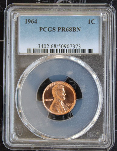 1964-P U.S. Lincoln Memorial Cent 1¢ PCGS PR68BN Grading Error~ Top Pop LVB1.498