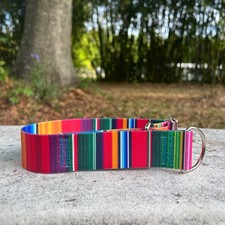 Limited-Slip Low Profile Martingale Dog Collar Slip On Serape Stripe Made In USA