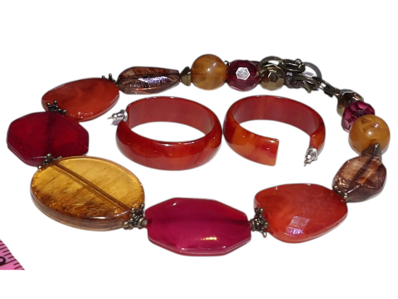 Ruby Rd Chunky Statement Necklace POPPIN Red Oran… - image 11