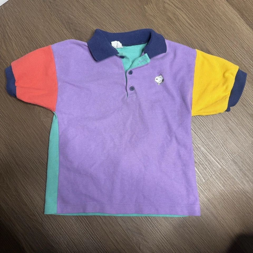 Camisa de béisbol vintage Baby Snoopy 18 meses años 90 polo cuentos de peces cuello de cacahuetes Foto 3 de 4