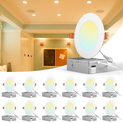 4'' 9W LED Panel Lights Ultra-Thin Dimmable Recessed Ceiling Fixtures 6CCT 6~60P