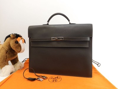 Hermès Kelly Depeche 38 Briefcase Epsom/Etain Silver Hardware 14.7