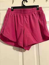 Lululemon Women s Pink Athletic Shorts Drawstring Lightweight Zip Pocket