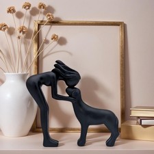 1 Girl Dog Friendship ,Resin Crafts Collection, Girl Dog Statue, gift, decor