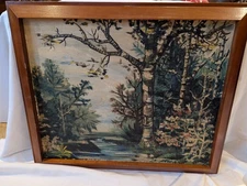 VINTAGE MOODY COLORS FOREST LANDSCAPE ORIGINAL PAINTING FRAMED M. GRUMBACHER
