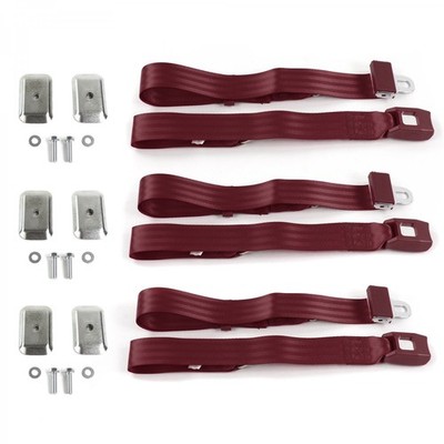 Early Cars 1900 - 1927 Standard 2pt BURG Lap Bench Blt Kit w/BKTS 3 Belts