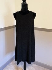 MSK Black Metallic Shimmer Shift Dress Size Large Sleeveless -Made in USA 0110