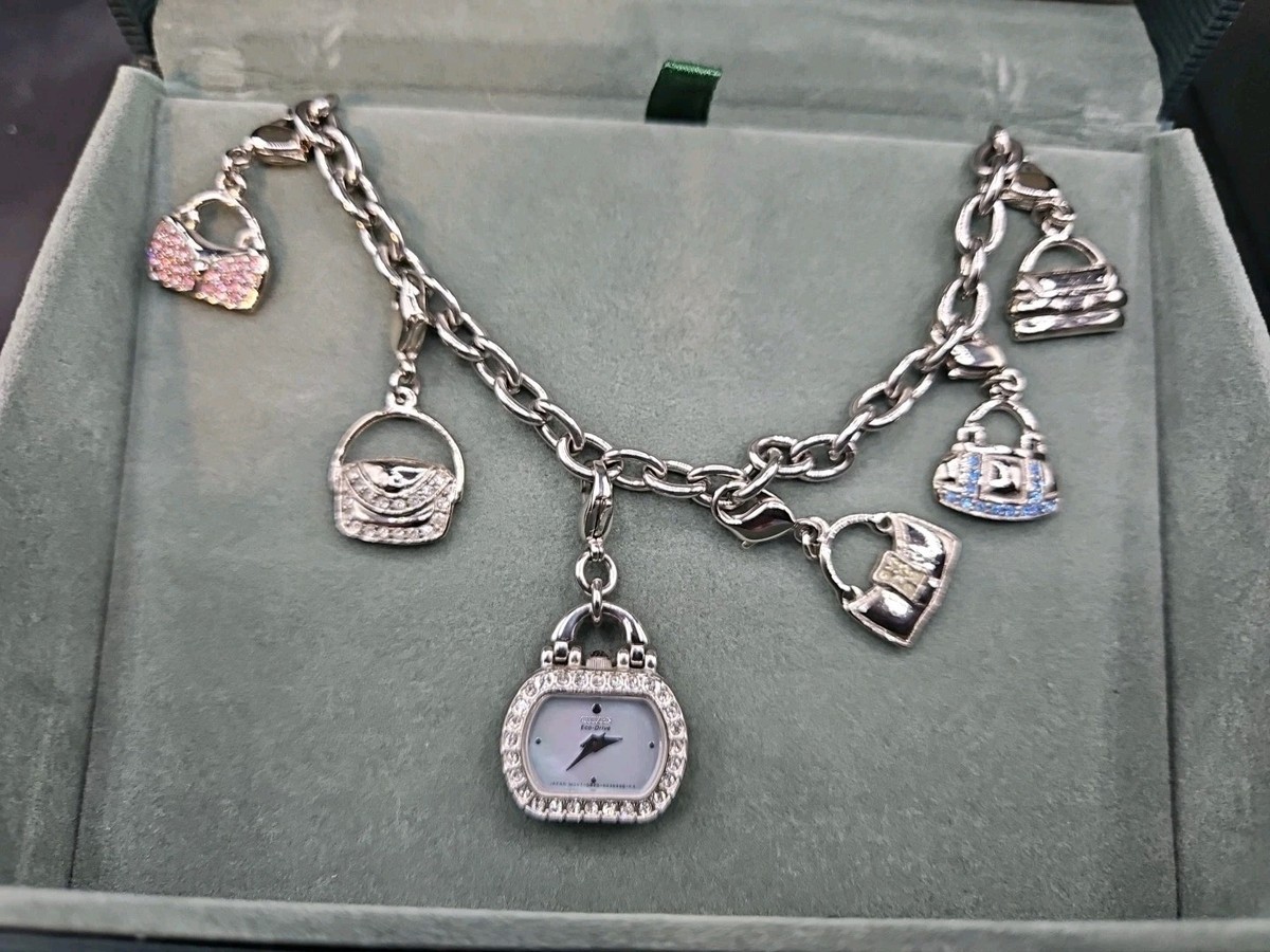 Citizen Women's Watch Eco-Drive Purse Charm Bracelet Swarovski | eBay