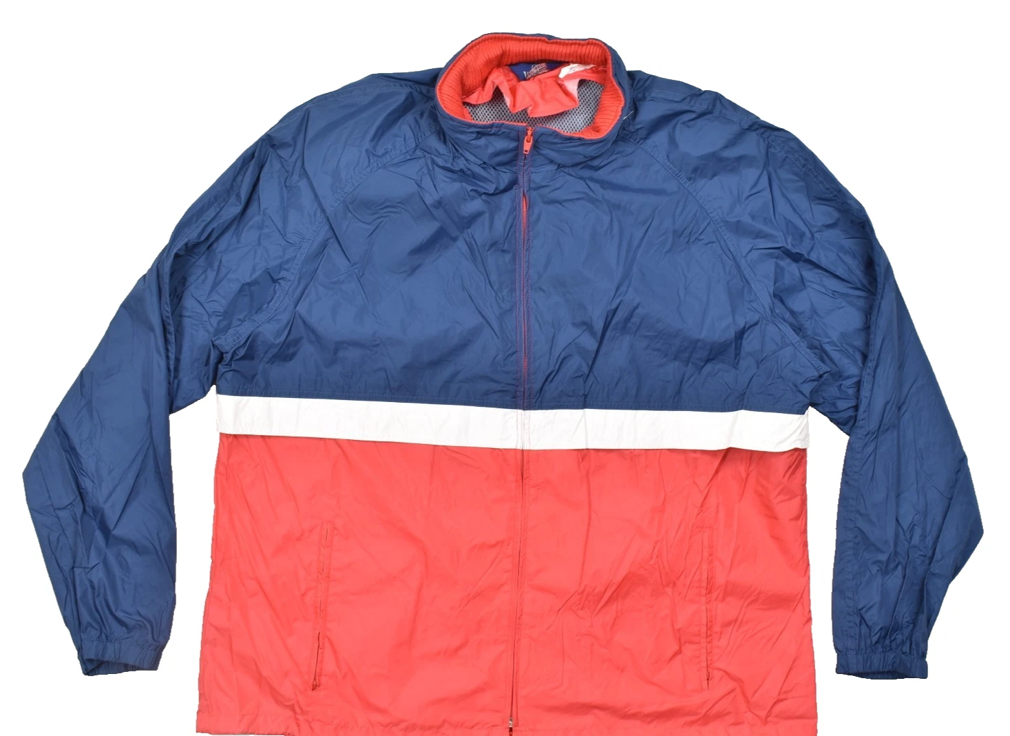 Woolrich Vintage Colorblock Windbreaker Jacket Mens XL Navy Red White Full Zip