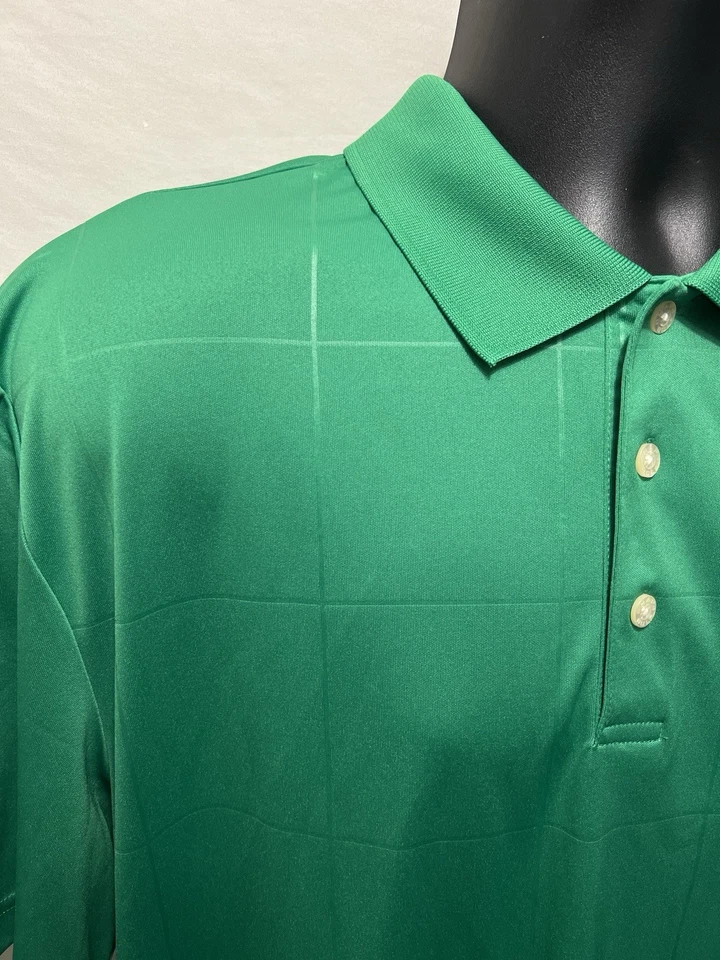 Chaps 78 Golf Polo Shirt Mens Sz L Green Plaid S/S Stay-Dry PolyesterB2 - Image 3 of 4