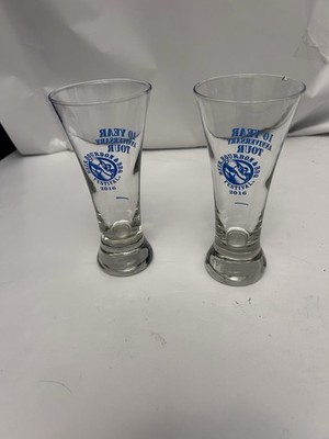 2 small pint glasses: Beer, Bourbon, and BBQ Festival 2016 clear glass