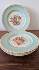 Johnson Bros Yeovil Dinner Plate Aqua Green Floral Scalloped 10.5" 26.5cm Vintag