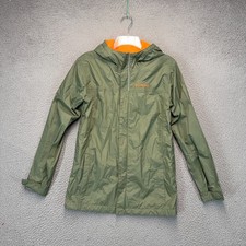 Columbia Windbreaker Jacket Girl Large Green Full Zip Hooded Mesh Lined Omnitech