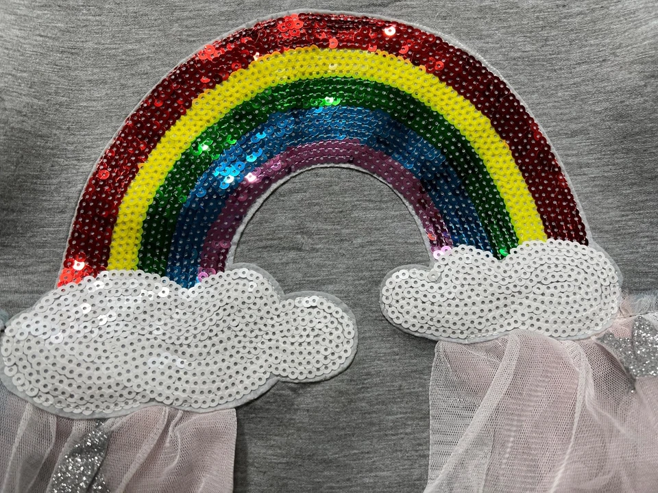 Halabaloo Rainbow Clouds Stars Tulle & Sequin Dress EUC Girls Size 5 - Image 2 of 4