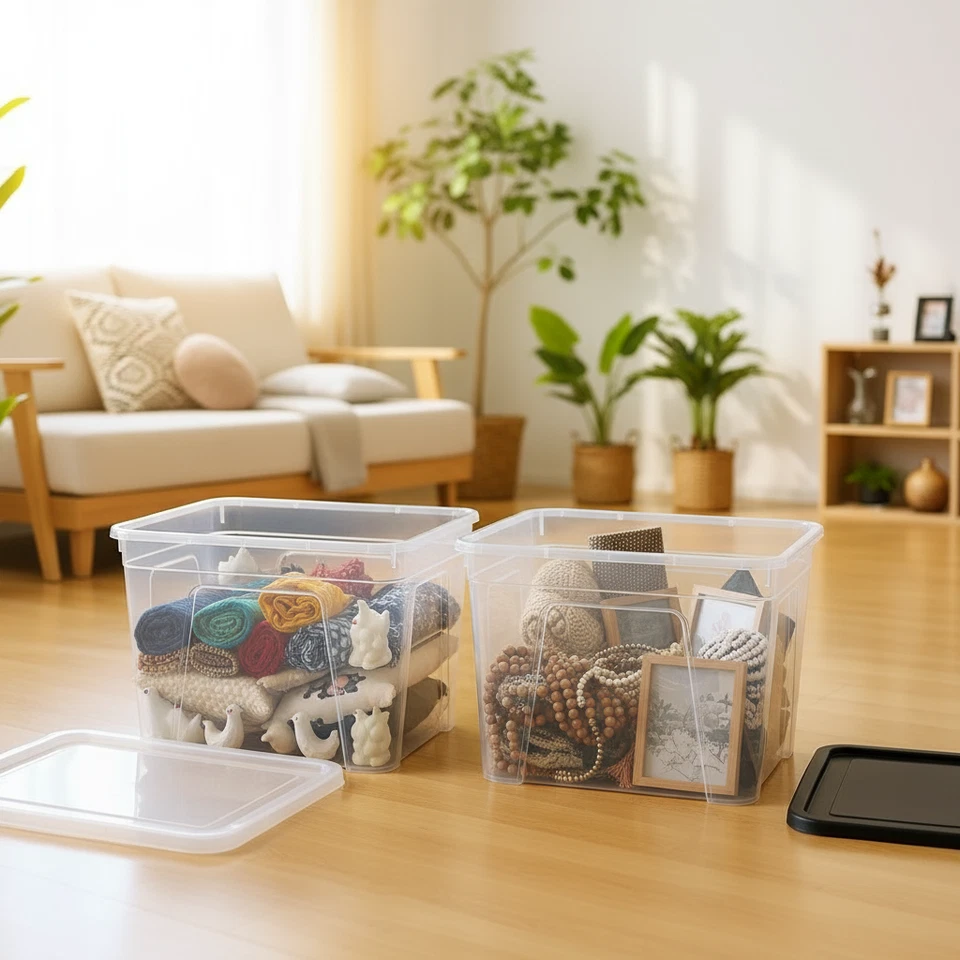 Plastic Storage Boxes with Clear and Black Lids Heavy Duty Stackable Quality NEW - Image 4 of 4