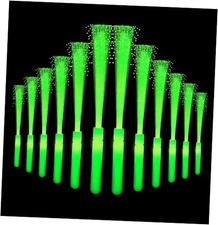 12 Pack Green Glow Sticks Light Up Fiber Optic Stick Glow Wands Bulk 12 * Green