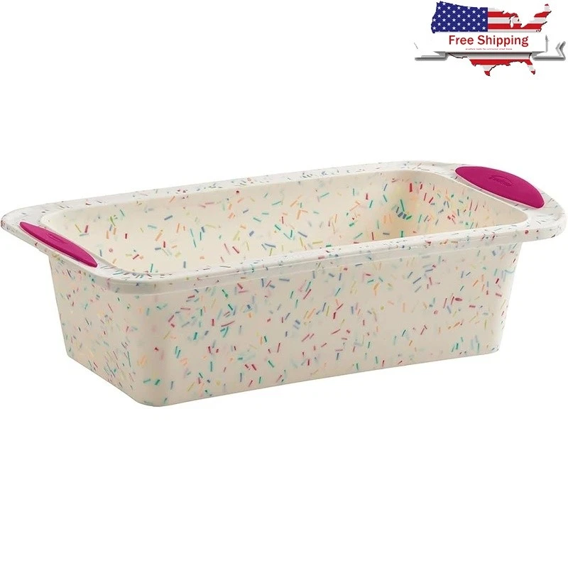 Nonstick Silicone Confetti Loaf Pan W/ Integrated Steel Rim Perfect Baking New