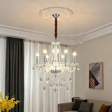 Litecraft Marie Therese Chandelier Ceiling Light Crystal Effect 6 Arm - Chrome
