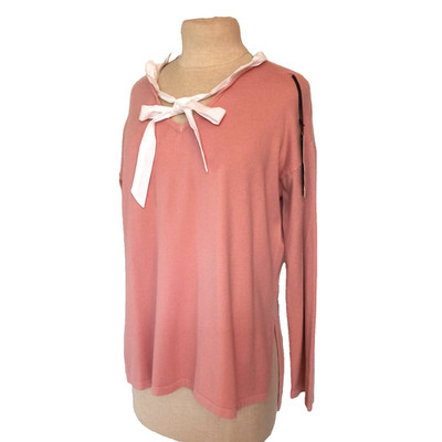 Romantischer Pullover Pink   Kragen Weiß Schleife  R806P  -M/L- passt 40,42,M