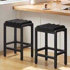 Bar Stools Bar Chairs Set of 2 Counter Height Bar Stools W/ PU Upholstered Seat