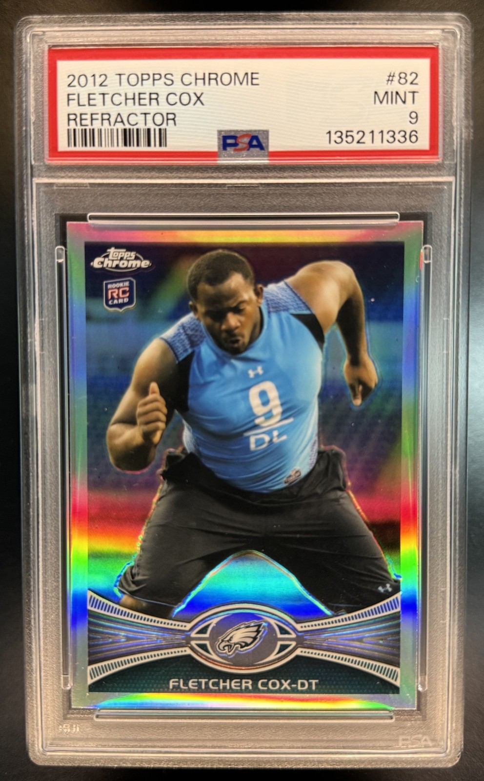 2012 Topps Chrome Football Fletcher Cox #82 Rookie RC Refractor PSA 9