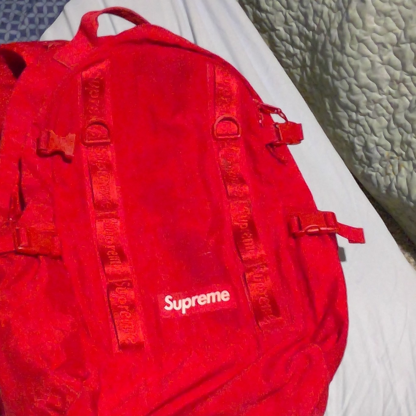Supreme Red Backpack Adjustable Strap Zip & Buckl… - image 1
