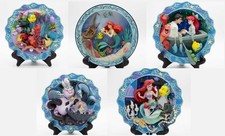 Disney Little Mermaid 3D Plate Set Of 5 w/ Boxes + Certificates of Authenticity