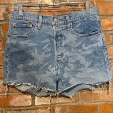 Levi s 501 Cutoff Shorts High Rise Button Fly Raw Hem Festival
