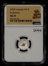 2026-P $15 Australia 1/10 oz Platinum Kookaburra Coin - NGC MS 70 - SKU-G6698 2750.00 per troy oz