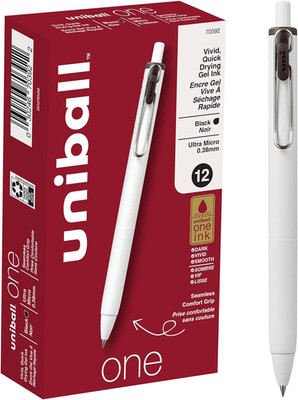 Uniball One Gel Pen 12 Pack; 0.38Mm Ultra Micro Black Pens; Gel Ink Pens | Offic