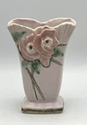 Vintage Mccoy Light Pink Vase With Pink Wild Roses Ceramic Pottery MCM 6 1/4" H