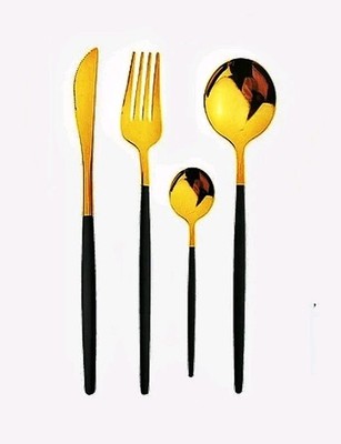 Schwarz und Gold 4-teiliges Edelstahl Besteckset