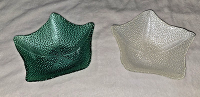 Lot Of 2 Starfish Glass Dishes Serving/Trinket Candy Bowls Shell/Beach Nautical