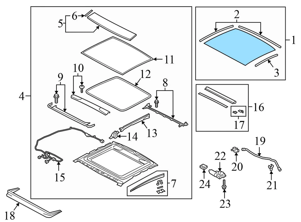 AUDI RS5 SPORTBACK 2019 2021-2023 - techo corredizo trasero/techo corredizo panel de vidrio Foto 4 de 4