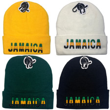 JAMAICA 2 SIDE 3D Embroidered Fur-Lining Knitted Warm Ski Cap Winter Hats Lot