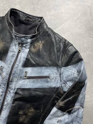 Vintage Archive Avant Garde Black / White Leather Zip Faded Cross
