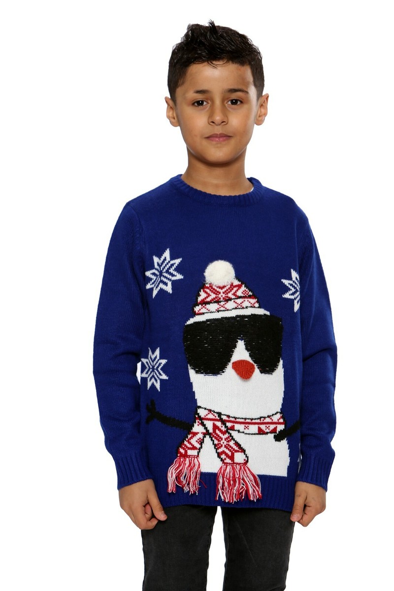 Xmas Jumper Boys Penguin Jumper Unisex Kids Boys Girls