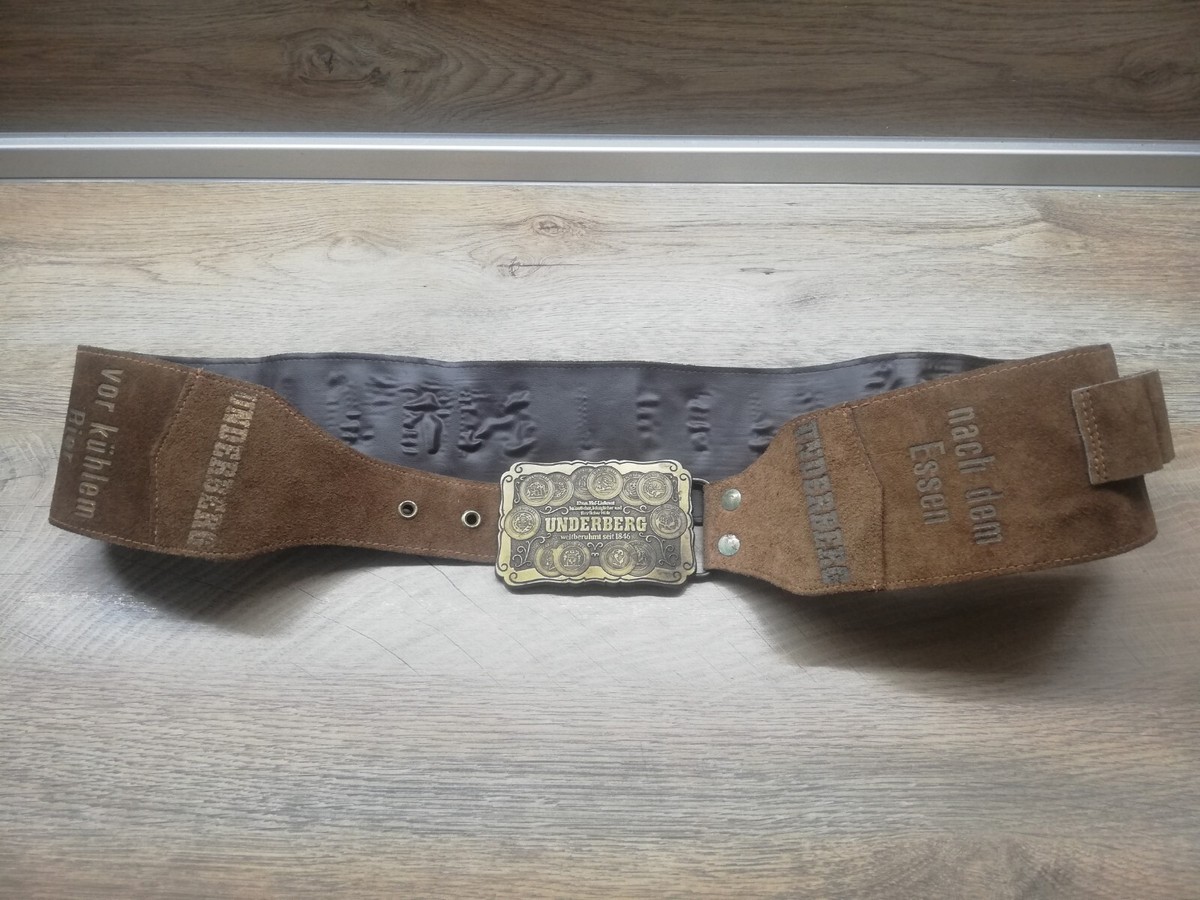 VTG RARE UNDERBERG LEATHER SUEDE GUN BANDOLIER BELT BUCKLE