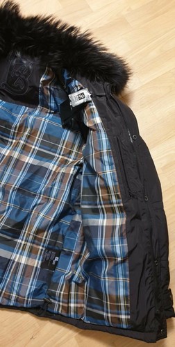 Winter Daunenjacke "Black Vinyl" XL/54, Schwarz, Kragen echt Waschbärpelz, neu - Bild 6 von 9