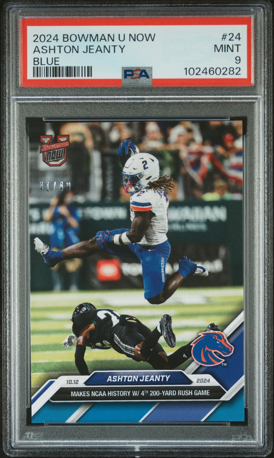 PSA 9 Ashton Jeanty Blue /49 RC Rookie #24 2024 Bowman U Now 102460282