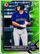 2022 Bowman #BP-43 Robby Martin Jr 1st Paper Green Parallel /99 Rockies