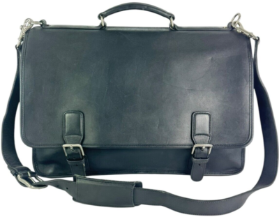 COACH Black Leather Thompson Vintage Unisex Briefcase Messenger