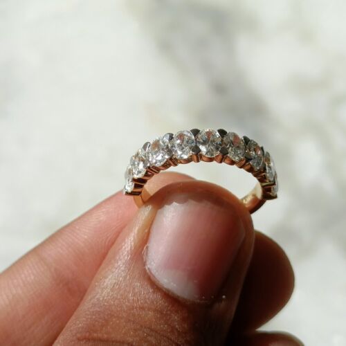 1Ct Oval Cut Certified Lab Grown Diamond Ring Half Eternity Band 14k Yellow Gold - Picture 3 of 23