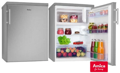 Amica Kühlschrank mit Gefrierfach 136L Silber freistehend EEK: D KS 361 115 E