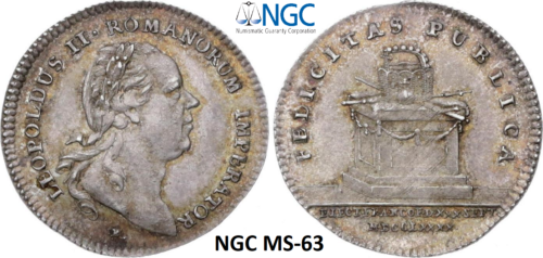 NGC Francfort 1790 MS-63 pièce motif Ducat couronnement argent Allemagne très rare - Photo 1/10